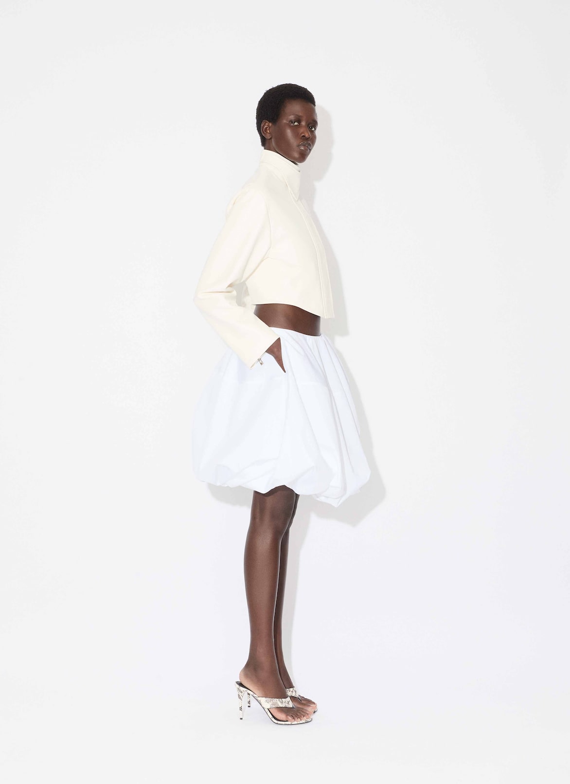 LEATHER MOTO JACKET ALAÏA WHITE LEATHER MOTO JACKET